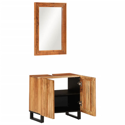 Set Mobili da Bagno 2pz in Legno Massello di Acacia 3217092