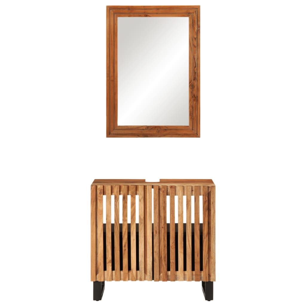 Set Mobili da Bagno 2pz in Legno Massello di Acacia 3217092