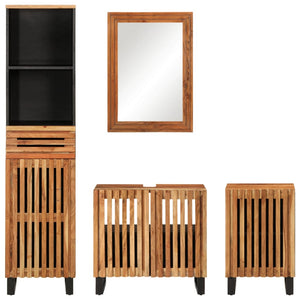 Set Mobili da Bagno 4 pz in Legno Massello di Acacia 3217094