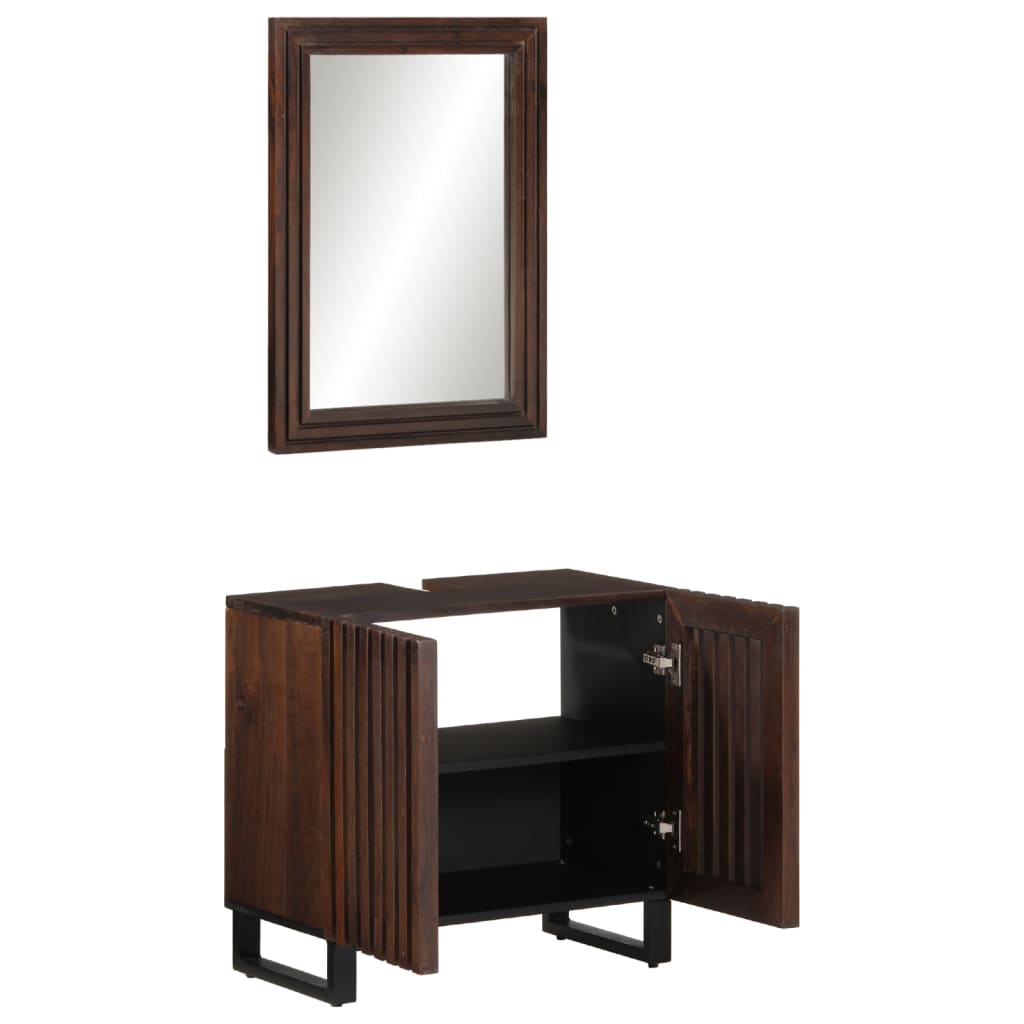 Set Mobili da Bagno 2pz in Legno Massello di Mango 3217096