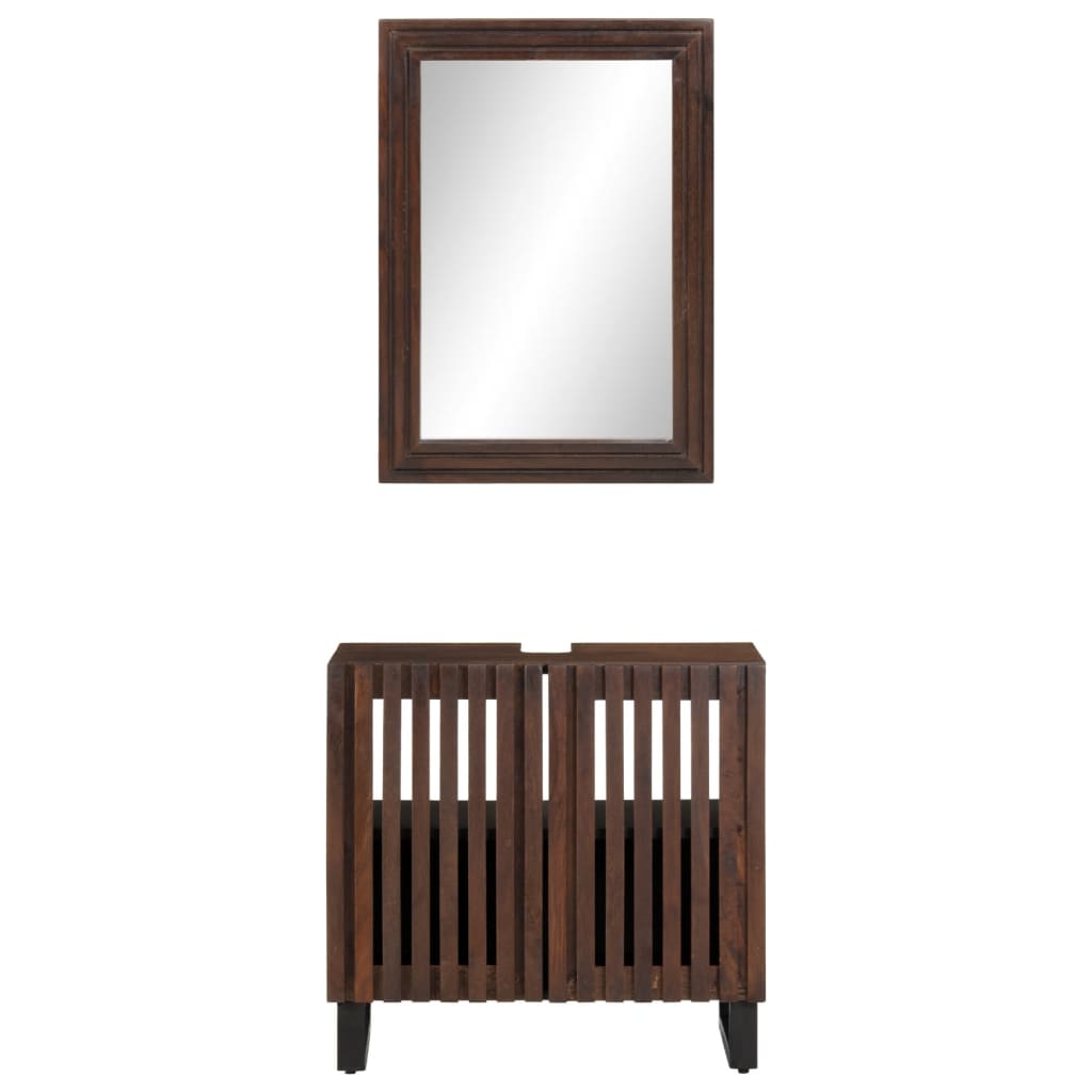 Set Mobili da Bagno 2pz in Legno Massello di Mango 3217096