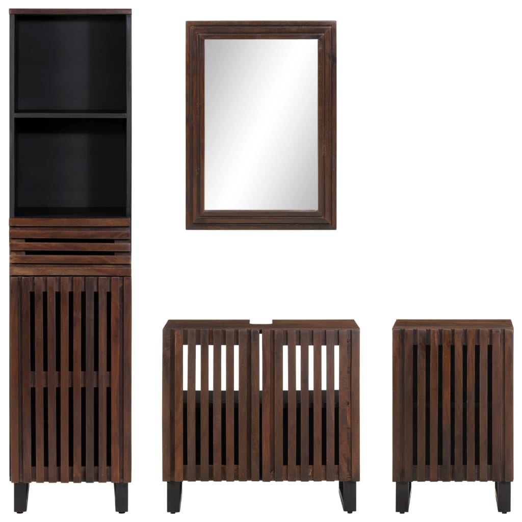 Set Mobili da Bagno 4 pz in Legno Massello di Mango 3217098