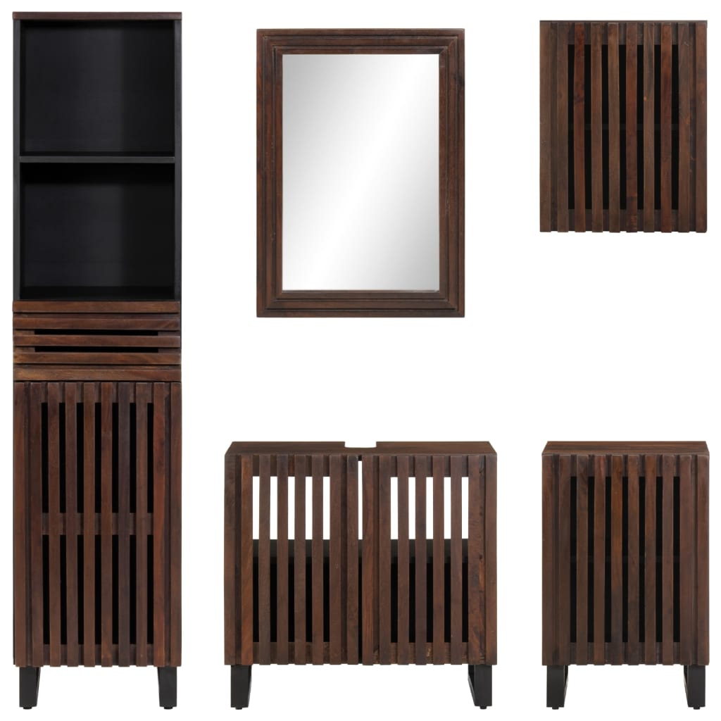 Set Mobili da Bagno 5 pz in Legno Massello di Mango 3217099