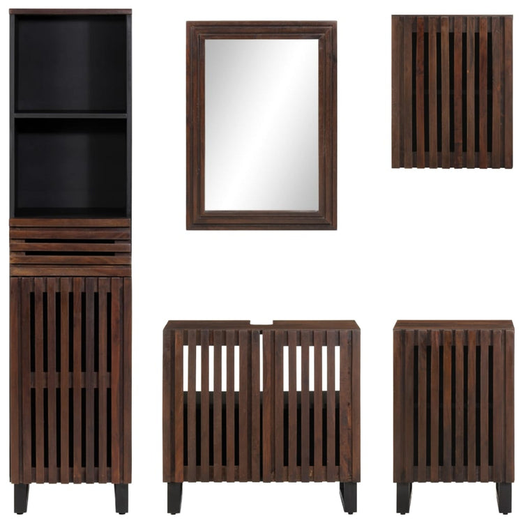 Set Mobili da Bagno 5 pz in Legno Massello di Mango 3217099