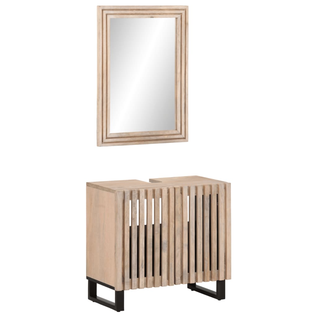 Set Mobili da Bagno 2pz in Legno Massello di Mango 3217100