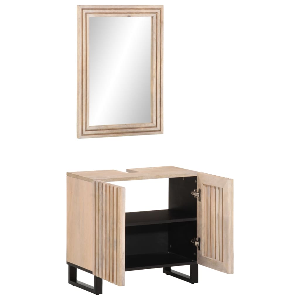 Set Mobili da Bagno 2pz in Legno Massello di Mango 3217100