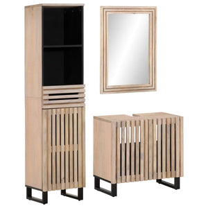 Set Mobili da Bagno 3pz in Legno Massello di Mango 3217101