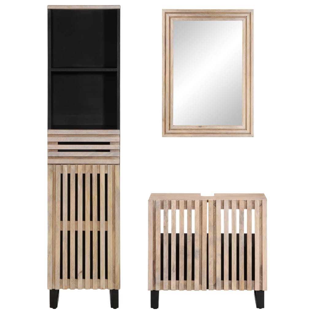 Set Mobili da Bagno 3pz in Legno Massello di Mango 3217101