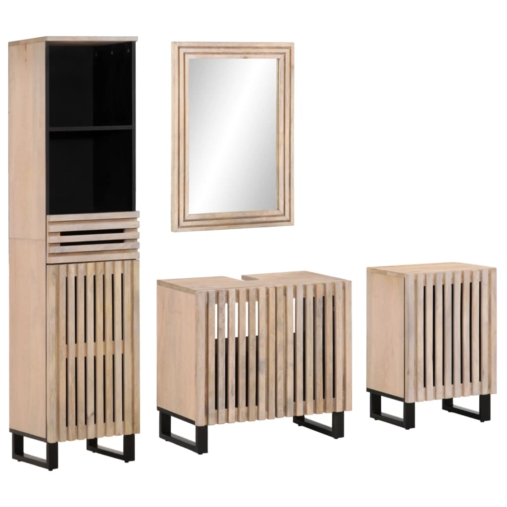 Set Mobili da Bagno 4 pz in Legno Massello di Mango 3217102