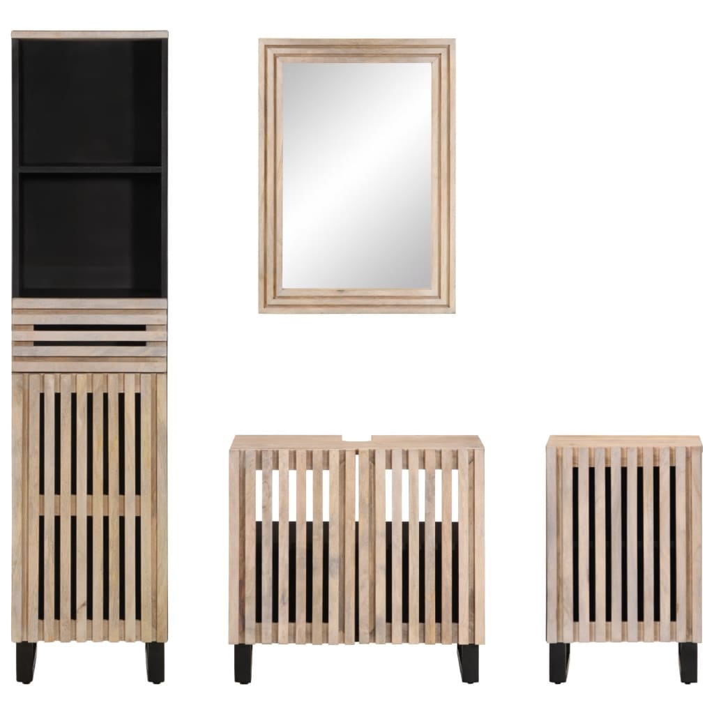 Set Mobili da Bagno 4 pz in Legno Massello di Mango 3217102