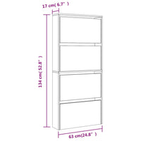 Scarpiera con Specchio a 4 Livelli Bianco lucido 63x17x134 cm 3228276