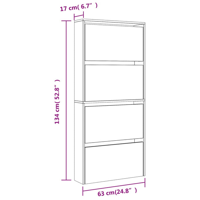 Scarpiera con Specchio a 4 Livelli Rovere Marrone 63x17x134 cm 3228279