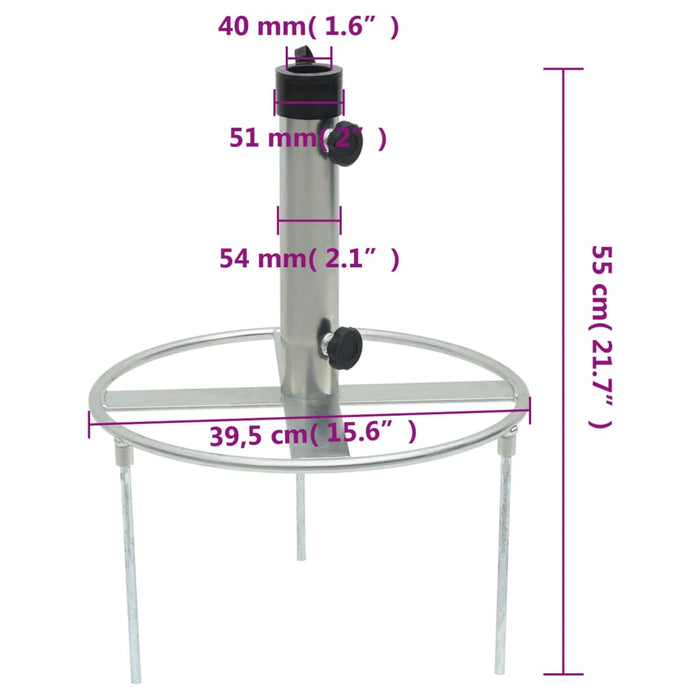 Base per Ombrellone con Picchetti per Ø38/48 Argento in Acciaio 4003378