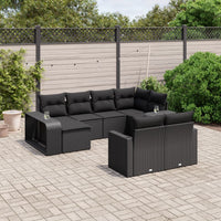 Set Divani da Giardino 10pz con Cuscini in Polyrattan Nerocod mxl 113477