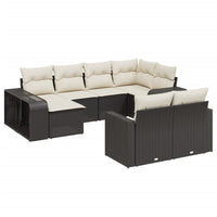 Set Divani da Giardino 10pz con Cuscini in Polyrattan Nero 3228896