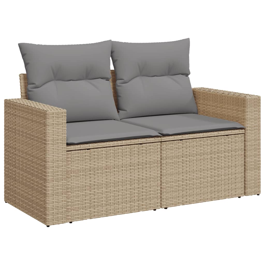 Set Divano da Giardino 10 pz con Cuscini Beige in Polyrattan 3228899