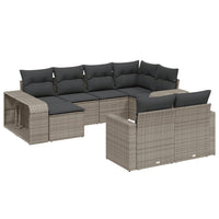 Set Divano da Giardino 10 pz con Cuscini Grigio in Polyrattan 3228900