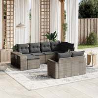 Set Divano da Giardino 10 pz con Cuscini Grigio in Polyrattan 3228900