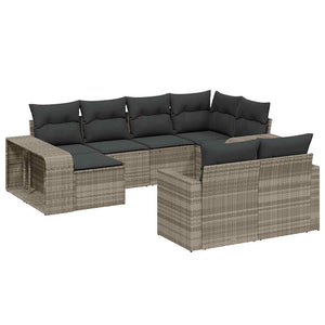 Set Divano Giardino 10 pz con Cuscini Grigio Chiaro Polyrattan 3228902