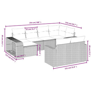 Set Divano Giardino 10 pz con Cuscini Grigio Chiaro Polyrattan 3228902