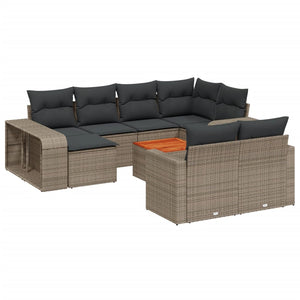 Set Divani da Giardino 11 pz con Cuscini in Polyrattan Grigio 3228920