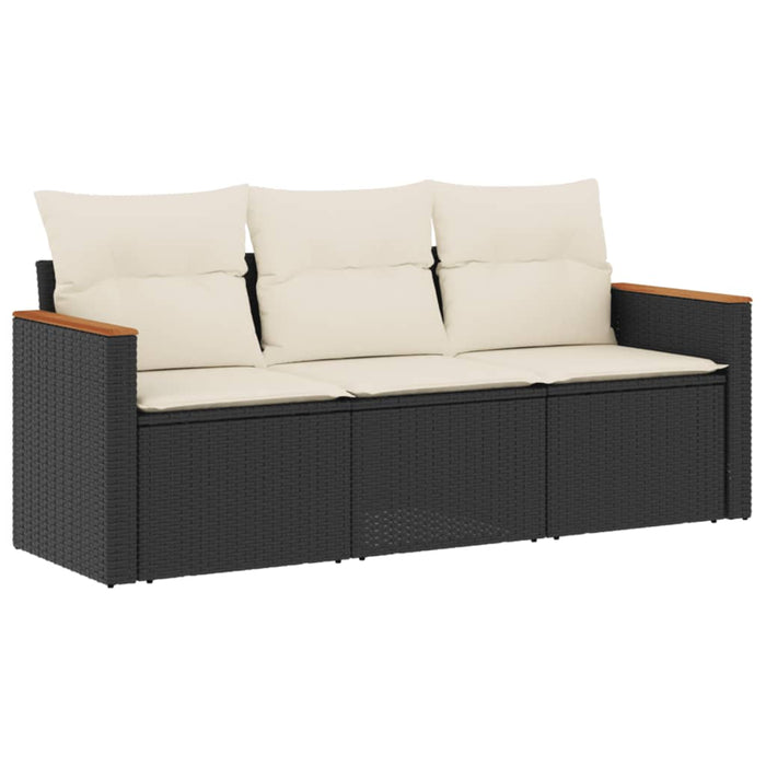 Set Divani da Giardino 3 pz con Cuscini in Polyrattan Nero 3225755