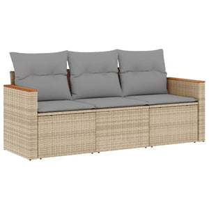 Set Divano da Giardino 3 pz con Cuscini Beige Misto Polyrattan 3225758