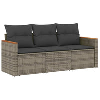 Set Divani da Giardino 3 pz con Cuscini Grigio in Polyrattan 3225759