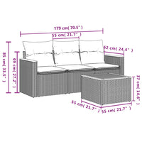 Set Divano da Giardino 4 pz con Cuscini Beige in Polyrattan 3225764