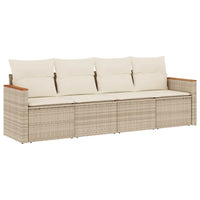 Set Divano da Giardino 4 pz con Cuscini Beige in Polyrattan 3225771