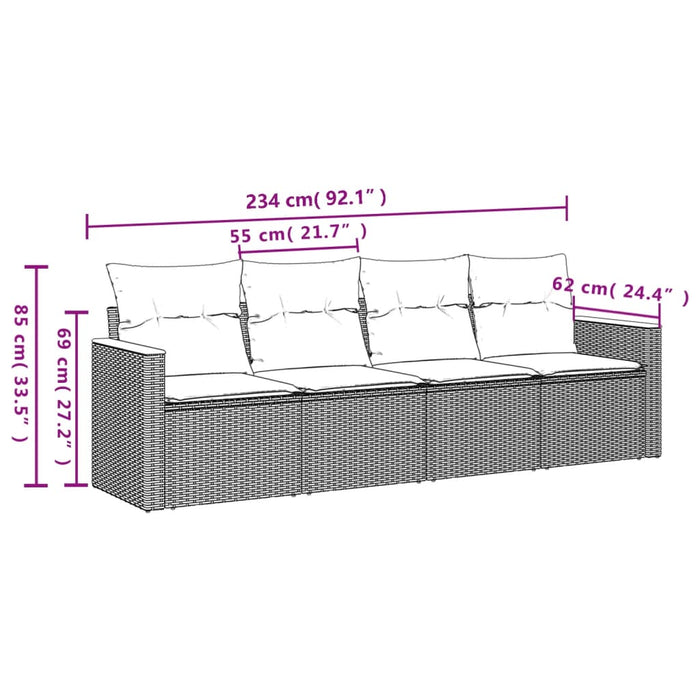 Set Divano da Giardino 4 pz con Cuscini Beige in Polyrattan 3225771