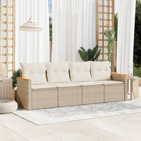 Set Divano da Giardino 4 pz con Cuscini Beige in Polyrattan 3225771