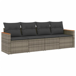 Set Divani da Giardino 4 pz con Cuscini in Polyrattan Grigio 3225773