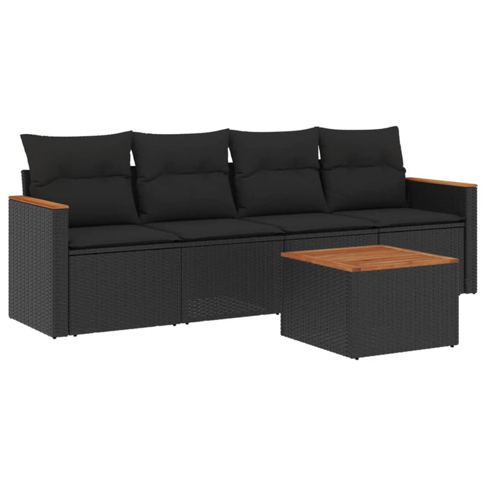 Set Divani da Giardino 5 pz con Cuscini in Polyrattan Nero 3225775