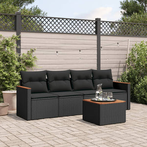 Set Divani da Giardino 5 pz con Cuscini in Polyrattan Nerocod mxl 89039