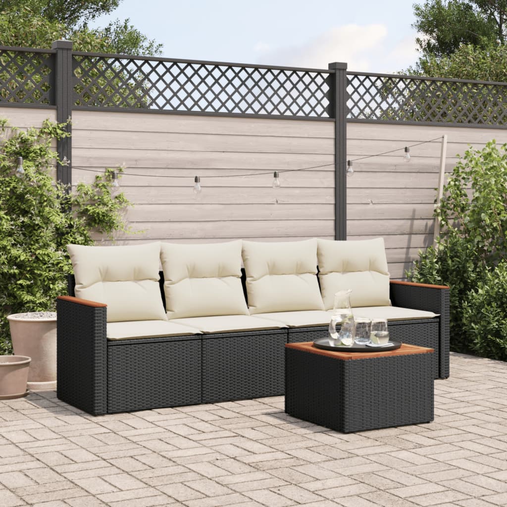 Set Divani da Giardino 5 pz con Cuscini in Polyrattan Nerocod mxl 113040