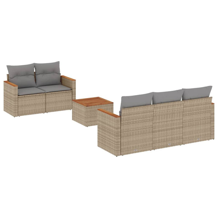 Set Divano da Giardino 6 pz con Cuscini Beige Misto Polyrattan 3225786