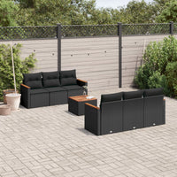 Set Divani da Giardino con Cuscini 7pz Nero Polyrattan 3225789