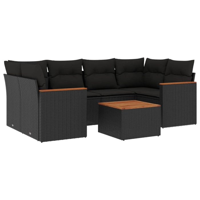 Set Divani da Giardino con Cuscini 7pz Nero Polyrattan 3225796