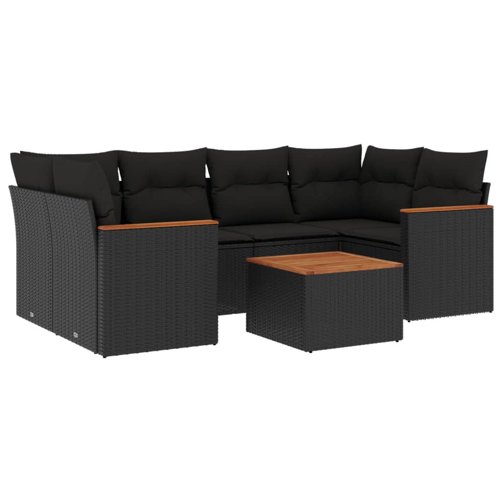 Set Divani da Giardino con Cuscini 7pz Nero Polyrattancod mxl 90542