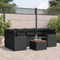 Set Divani da Giardino con Cuscini 7pz Nero Polyrattan 3225796