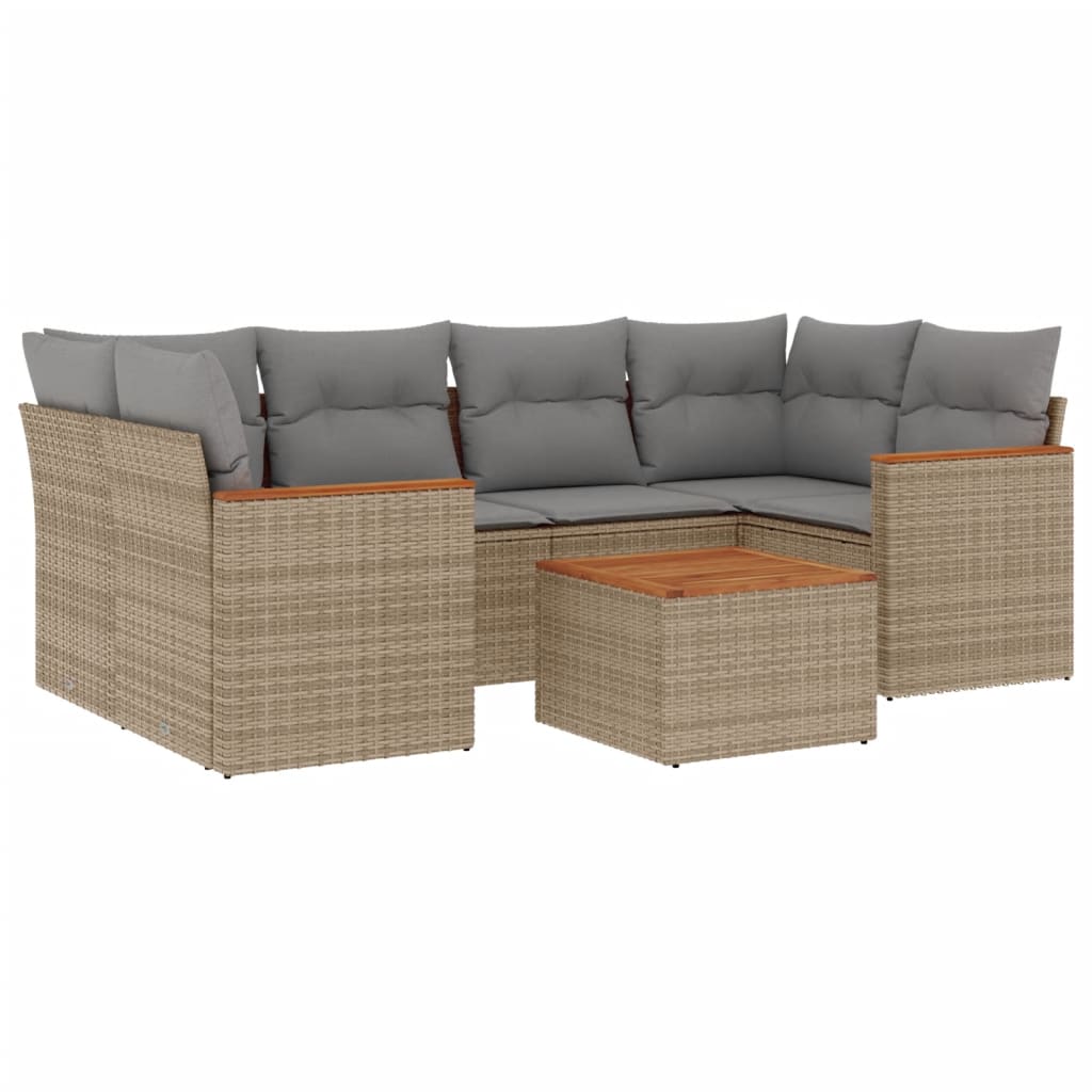 Set Divano da Giardino 7 pz con Cuscini Beige Misto Polyrattan 3225800