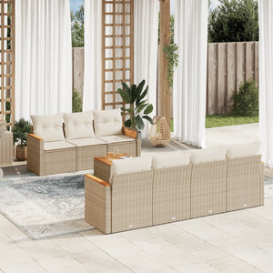 Set Divano da Giardino 8 pz con Cuscini Beige in Polyrattancod mxl 89042