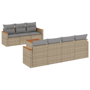 Set Divano da Giardino 8 pz con Cuscini Beige Misto Polyrattan 3225807