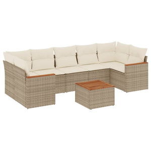 Set Divano da Giardino 8 pz con Cuscini Beige in Polyrattan 3225813