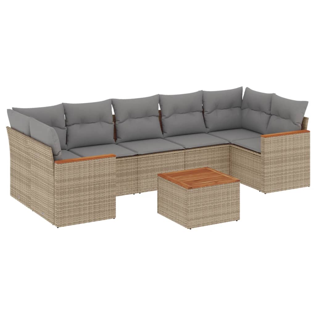 Set Divano da Giardino 8 pz con Cuscini Beige Misto Polyrattan 3225814