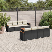 Set Divani da Giardino 9 pz con Cuscini Nero in Polyrattan 3225818