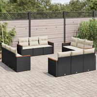 Set Divani da Giardino 12 pz con Cuscini Nero in Polyrattancod mxl 114830