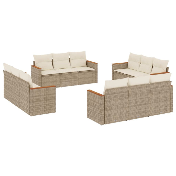 Set Divani da Giardino 12 pz con Cuscini Beige in Polyrattan 3225834