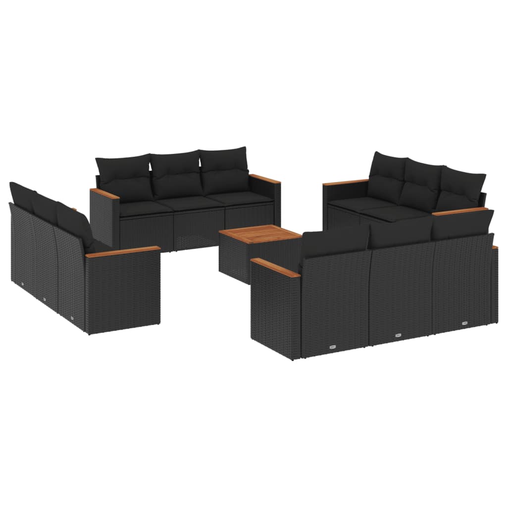 Set Divani da Giardino 13pz con Cuscini Nero in Polyrattancod mxl 89045